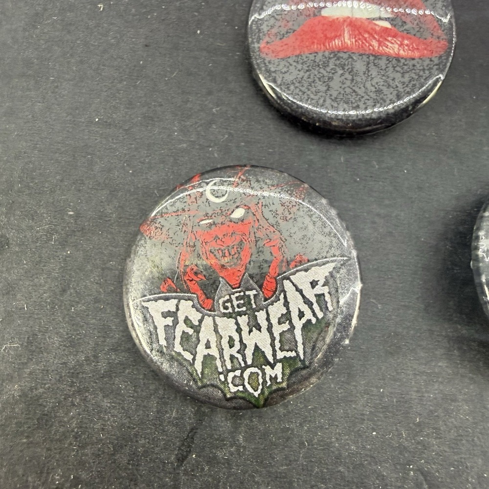Vintage Horror Pinback Button Lot GetFearWear.com Goth Punk Halloween Pins - Picture 2 of 6